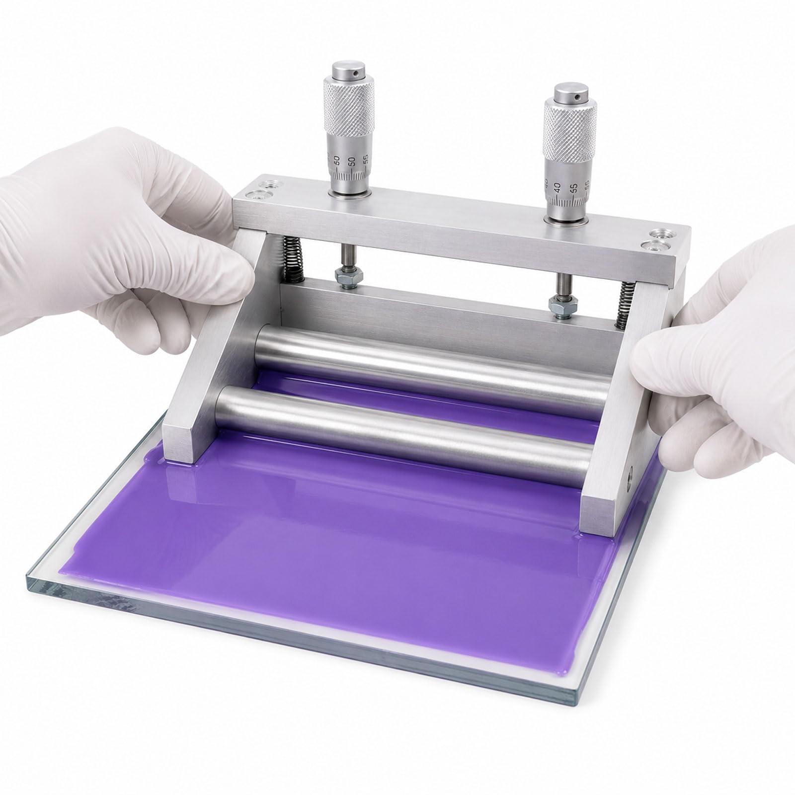 Manueller Nassfilm-Applikator, verstellbare 0–3500 μm Beschichtung mit zwei Mikrometern, Aluminiumrahmen und Edelstahlklinge für Farbe, Tinte, Kleber und Batterie
