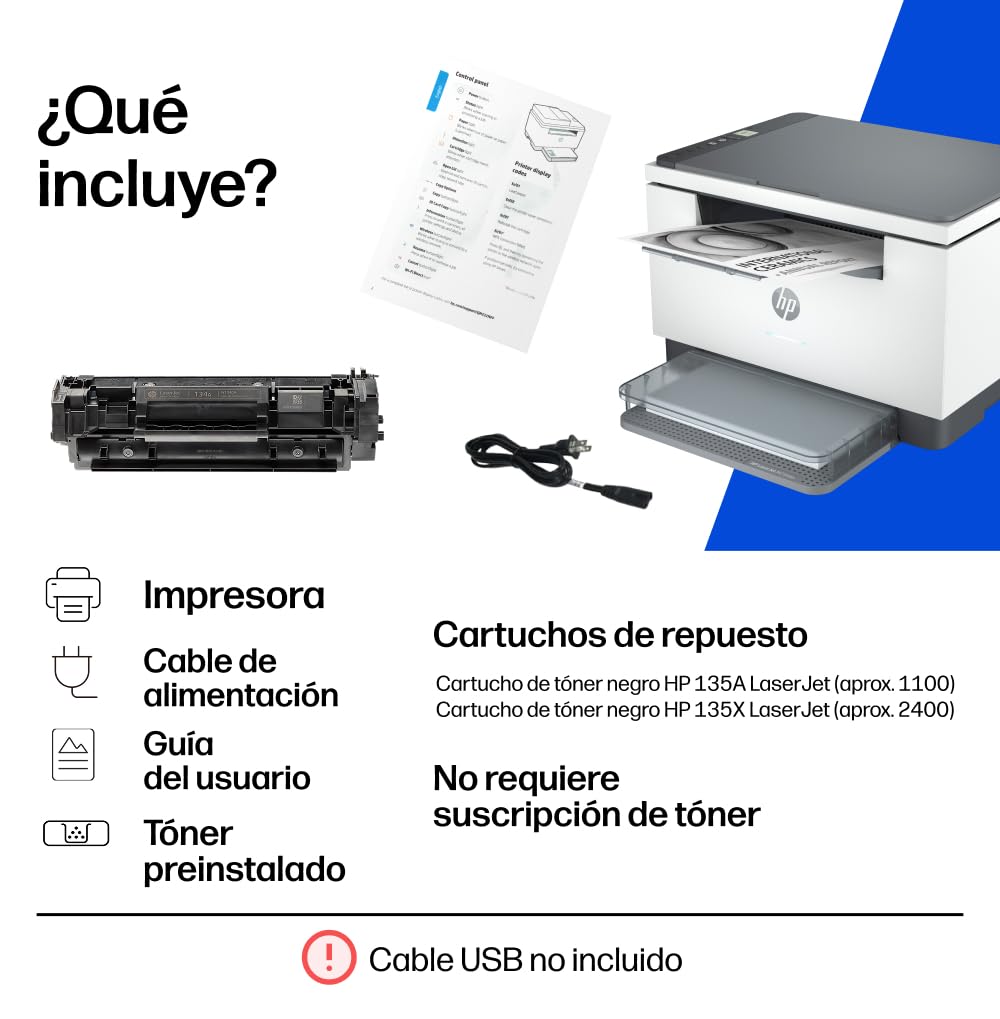 HP LaserJet M234dw Impresora Láser Multifunción Monocromo A4 Doble Cara Automática 29 ppm Wi-Fi Ethernet Blanca Gris