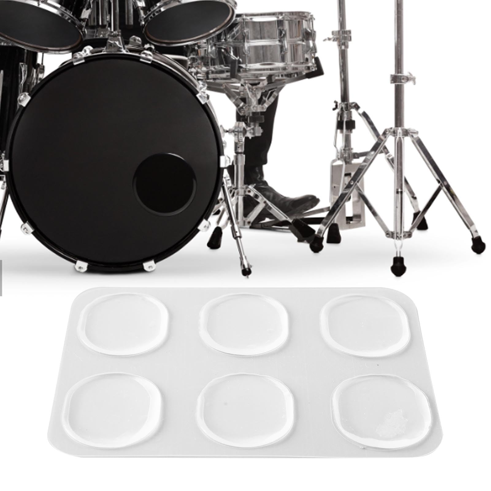 6Pcs Drum Dampener Drum Damper Gel Drum Dampening Gel, Silicone Soft Transparent Oval Drum Damper Pad Drum Dampener for Drum Head Cymbal Electronic Pads