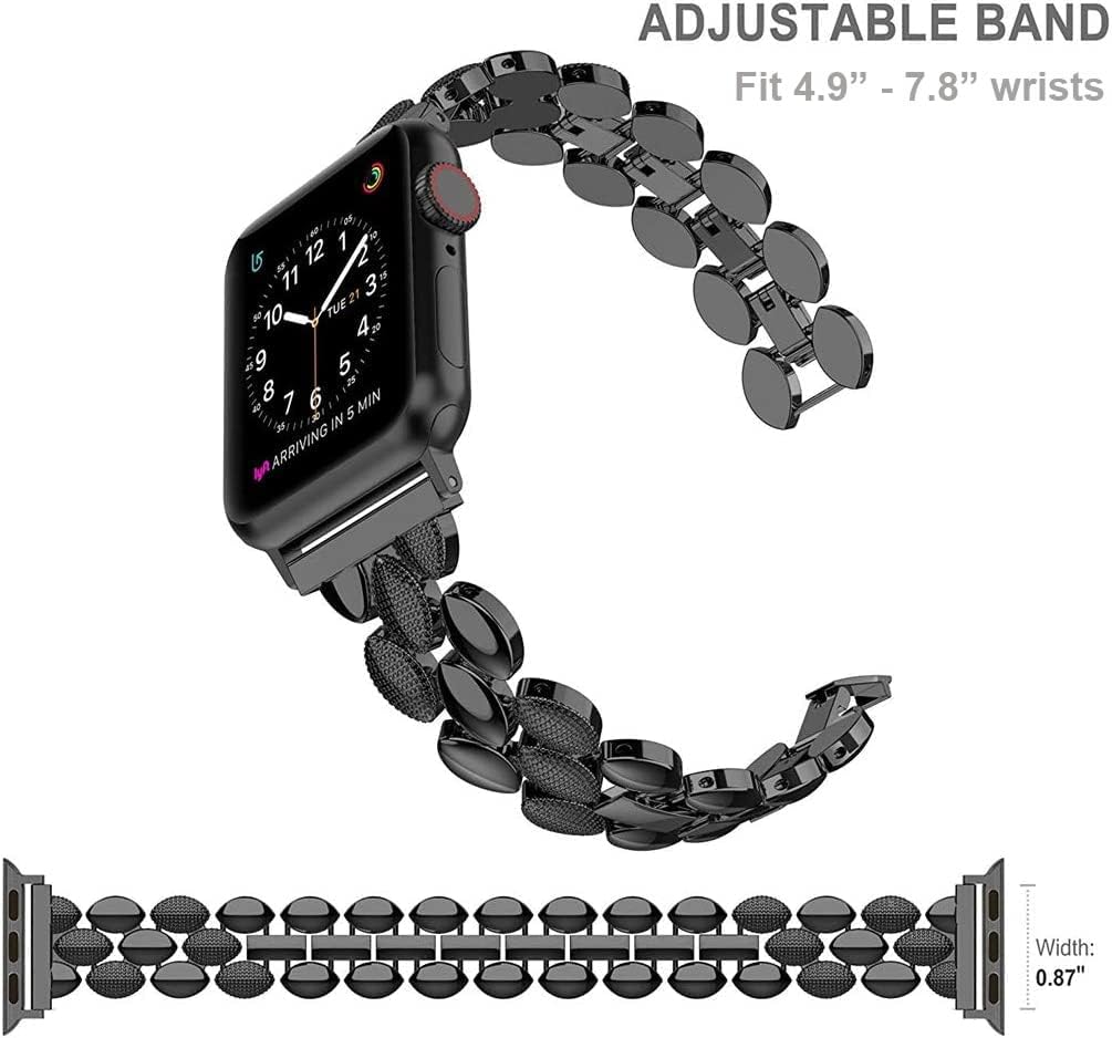 Moolia Elegant Metal Strap Compatible with Apple Watch Band 38mm 40mm 41mm 42mm Metal Fashion Women Replacement Strap Bracelet for iWatch Series 11/10/9/8/7/6/5/4/3/2/1 Black - Image 5