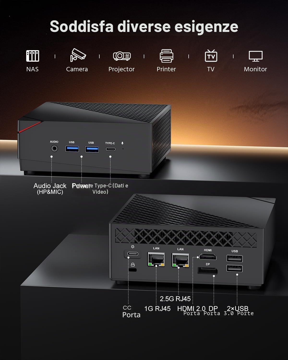 NiPoGi Mini PC Ryzen 7 5800U (Meglio di 5700U/5560U, 8C/16T, Fino a 4,4 GHz),16GB DDR4 512GB M.2 SSD Mini Computer WIFI 6/BT5.2/Dual LAN,4K@60Hz DP+HDMI+Type-C,AM06PRO Micro PC per Giochi/Ufficio