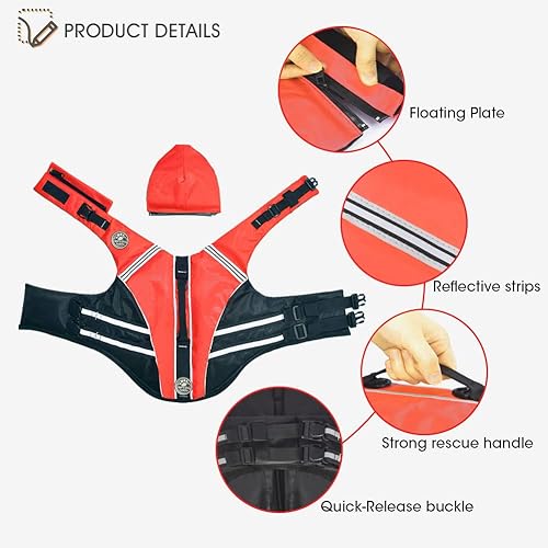 Miniatura 5 de Mklhgty Chaleco salvavidas para perros, chaleco salvavidas reflectante para perro con cuello extraíble, alta flotabilidad para nadar y navegar,