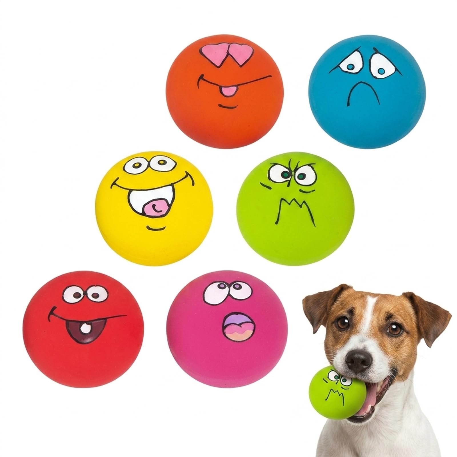 DXPETA Squeaky Dog Balls, Set of 6 Small Dog Balls for Small Breed, Soft Play Balls with Squeaker, Interactive Dog Toys for Indoor and Outdoor Use, Size 5.5 x 5.5 x 3 cm