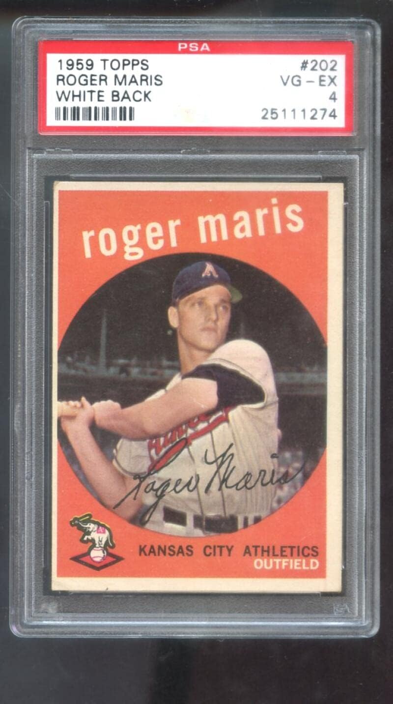1959 Topps #202 Roger Maris White Back PSA 4 Graded Baseball Card Athletics