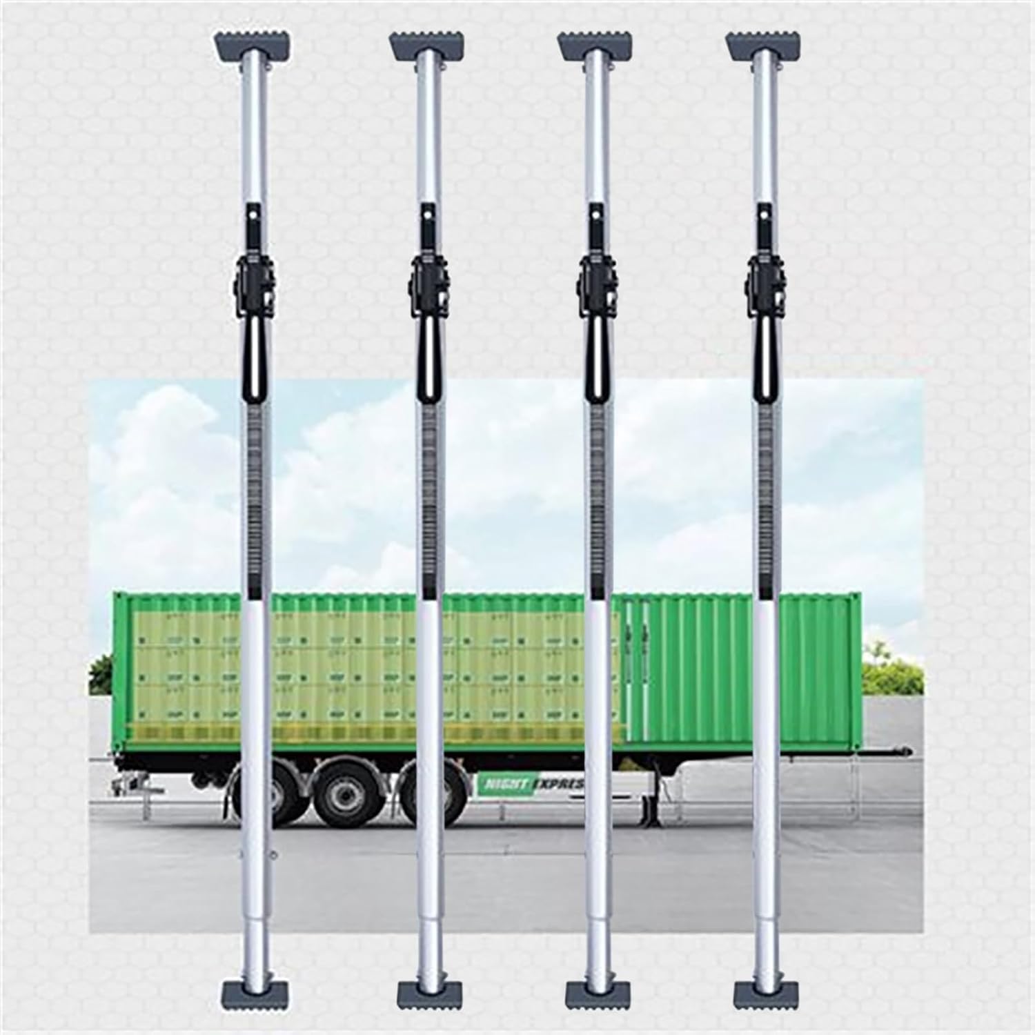 52 59 72 82 87 94 Inch Truck Bed Stabilizer Bar/Divider Pole, Portable Truck Bed Cargo Bar Ratcheting 4pack, Load Lock Cargo Bar Trailer for Enclosed Vans/Container/Reefer/SUV(240-278 cm)