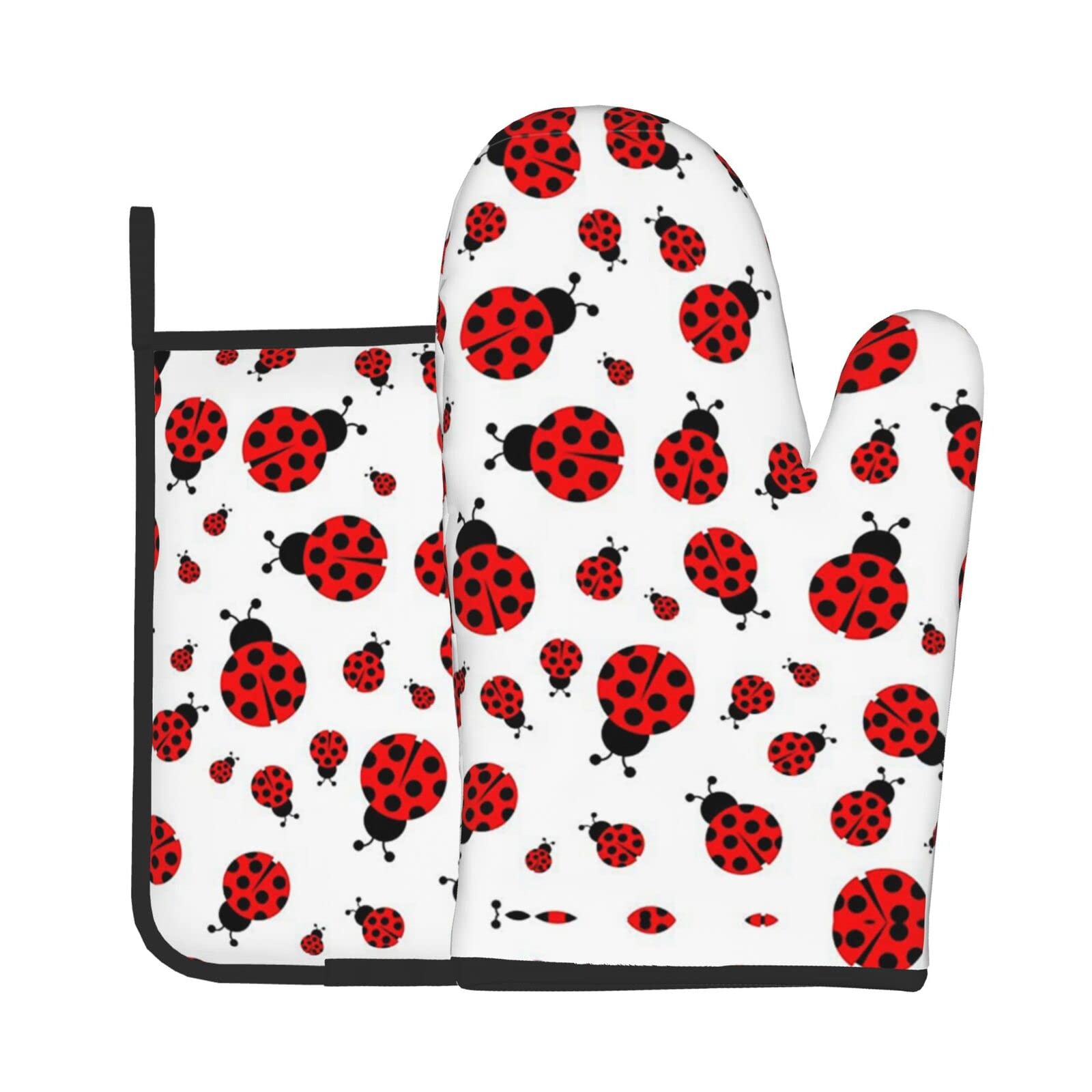 Ognot Women's Ladybug Oven Mitts And Pot Holders Sets Of 2, Hot Pan Mat, For Cooking, Bbq, Kitchen. Gift For Chef, Lovers, Mom