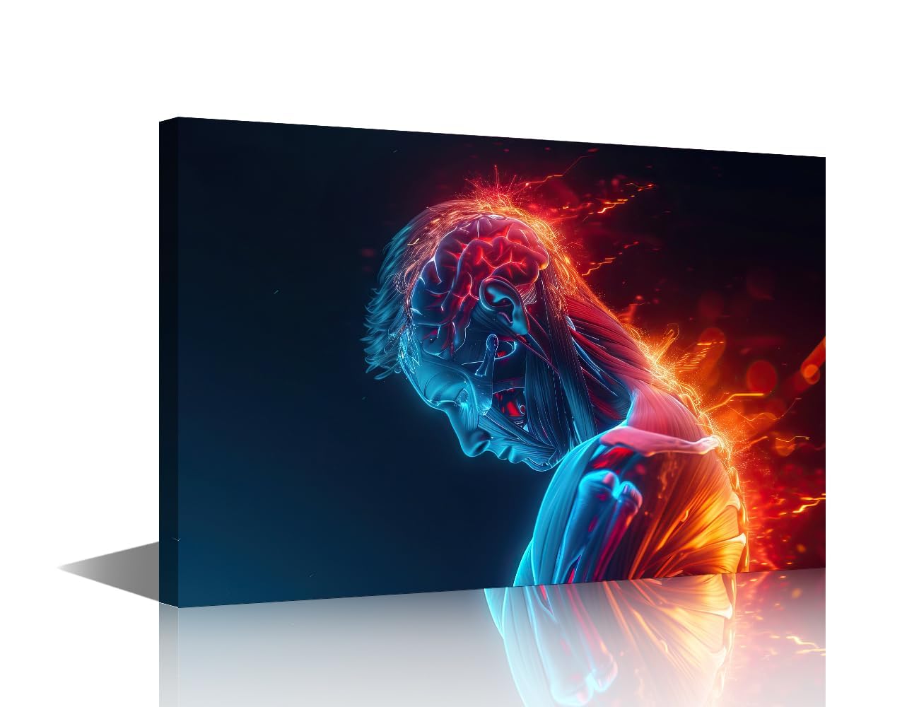 TISHIRON 1 Piece Canvas Wall Art Neck Pain Wall Decor Person Rubbing Neck Pictures Paintings for Hospital Wall Decoration Doctor's Office X-ray Room Decor Framed 12" Wx 18" H โ image 1