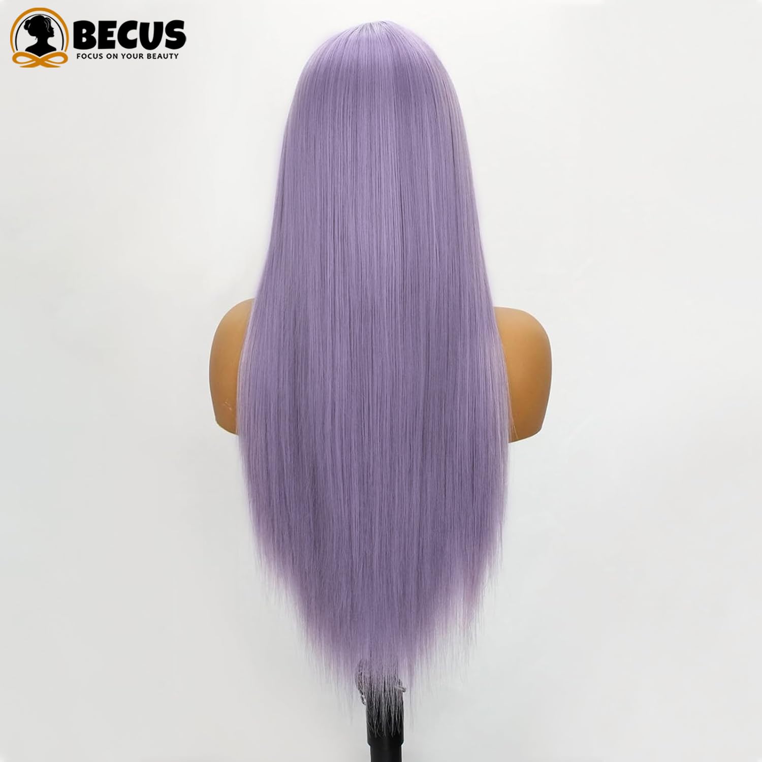 Becus Purple Wigs for Women 24 Inch Long Straight Hair Wig Synthetic Fiber Heat Resistant Straight Wig Suitable for Cosplay Party - Image 4