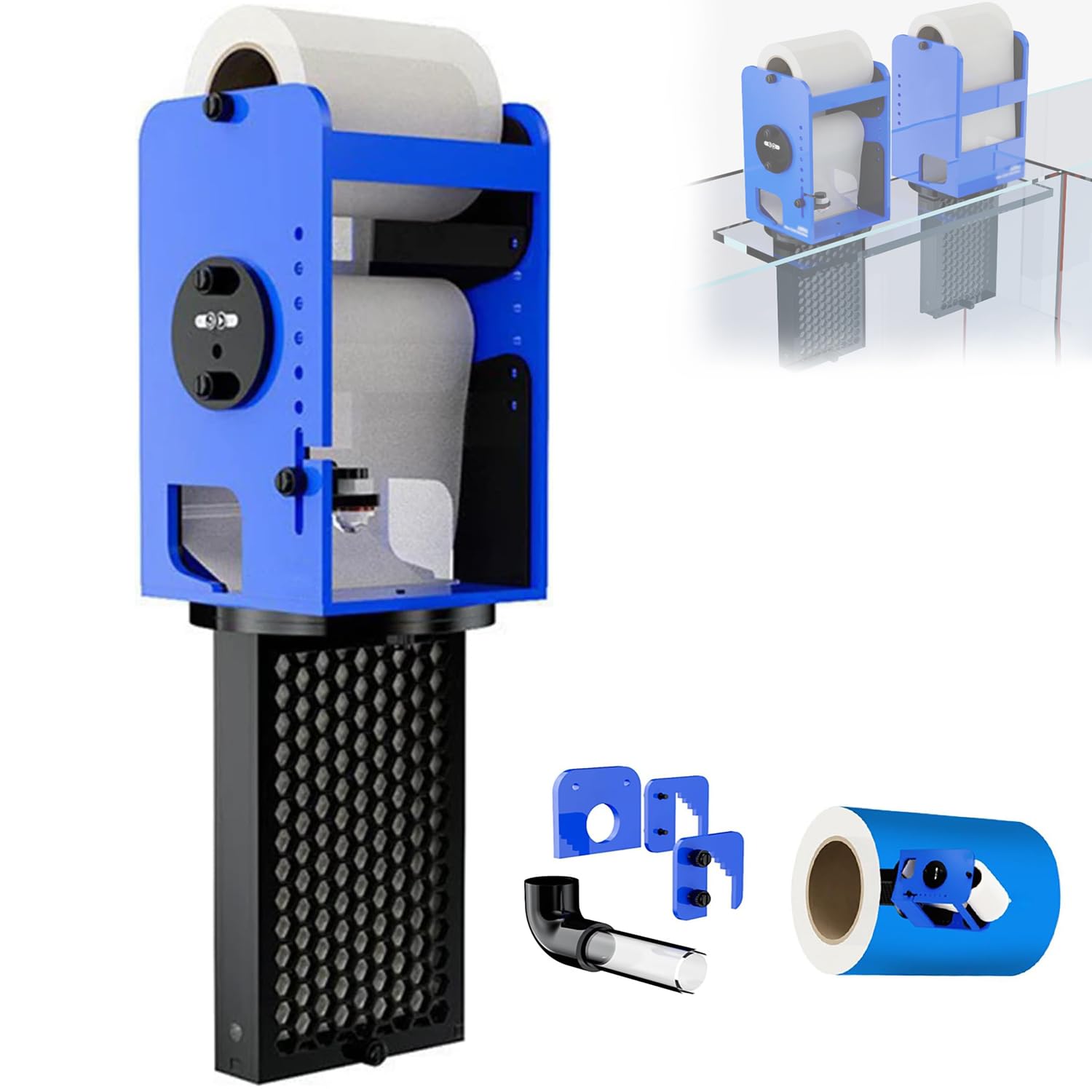 LYSDIANPU Automatic Aquarium Roller Filter System, Smart Fleece Roller Mat Filter, Smart App Control, Intelligent Level Sensing, Easy Filter Replacement, Connectable Design for 4800L Water Flow Sea Ta