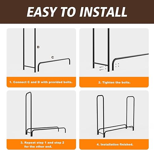Miniatura 7 de Estante de leña de 4 pies para exteriores con cubierta de tela Oxford, resistente a la intemperie, estante de madera para leña con cubierta para