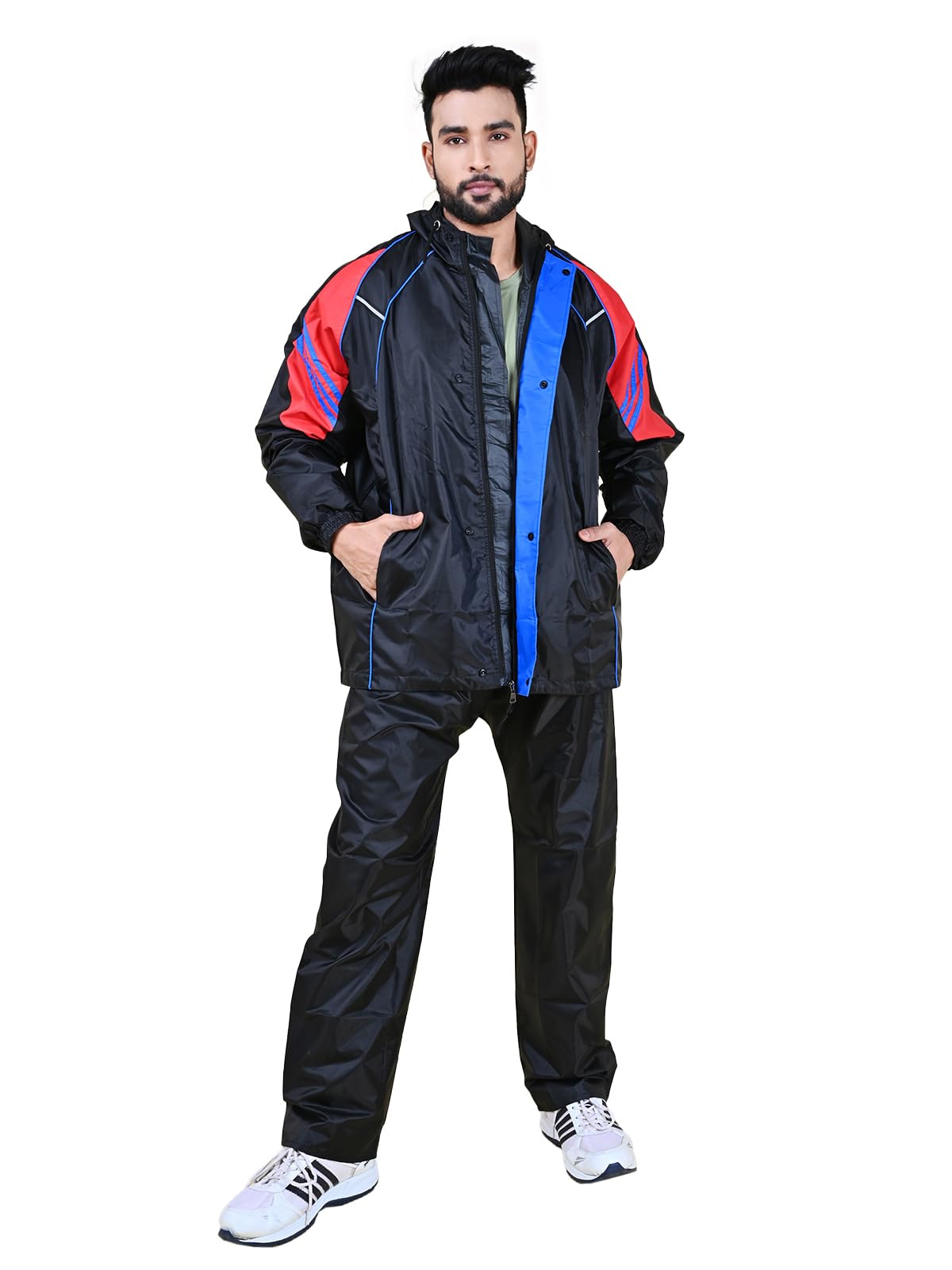 Mens Rainwear For Men, Waterproof Nylon Blended Casual Style Rain Jacket With Pants And Carry Bag, Pack Of 1-image-28