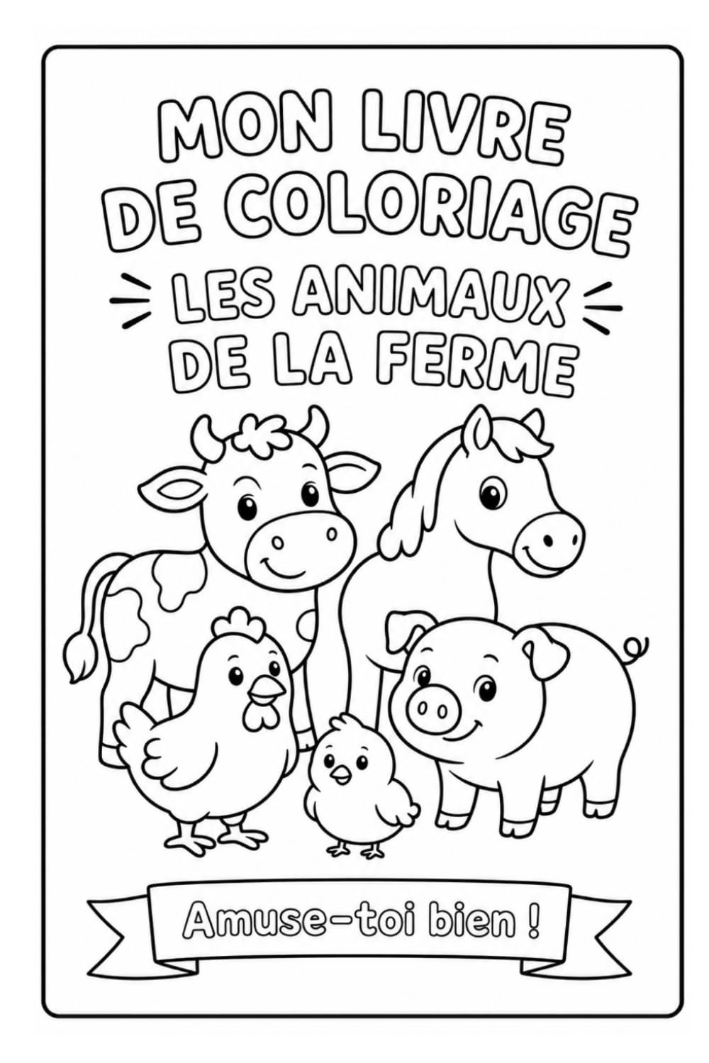 Livre de coloriage pour enfant: Thème sur les animaux de la ferme !