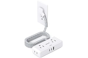 Flat Extension Cord 6 feet with 4 Outlets and 3 USB Ports