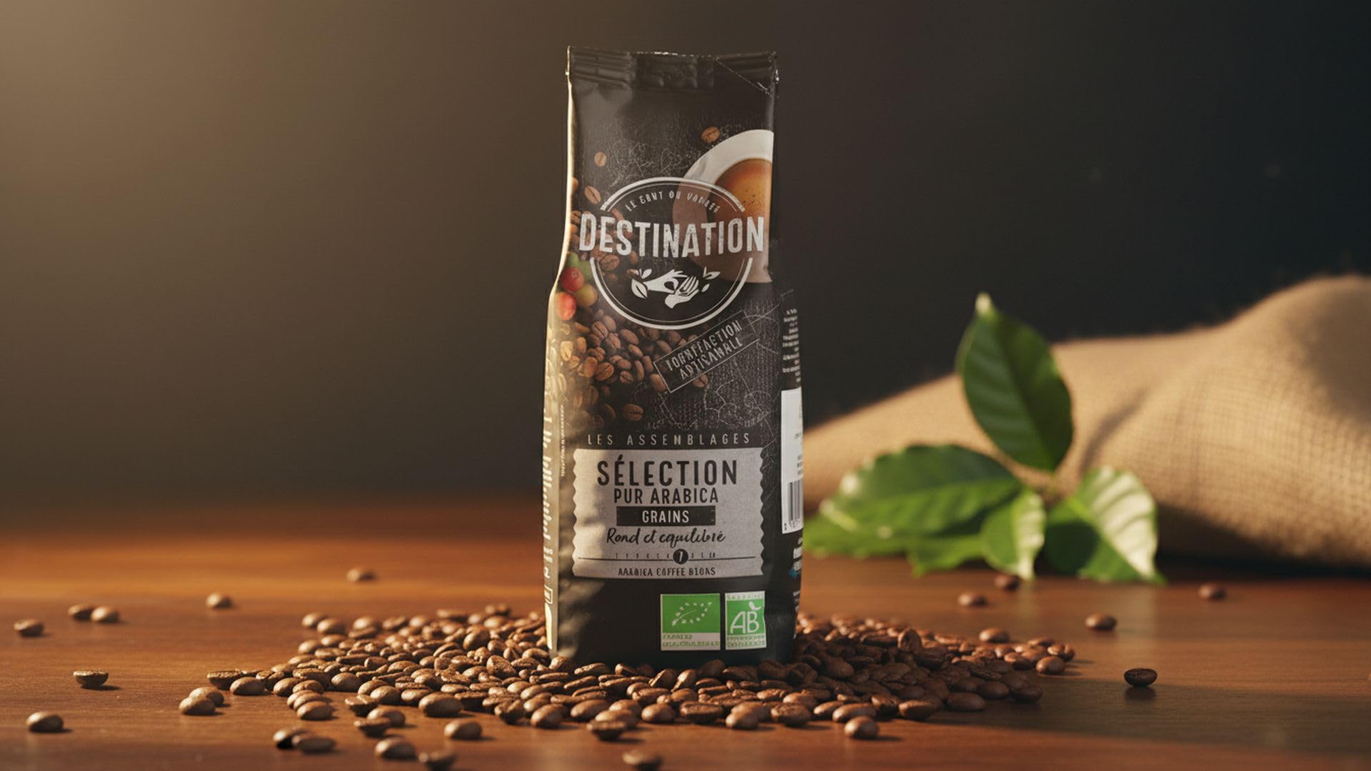 Destination Café Ecológico en Grano 1 kg Café de Especialidad 100% Pur Arábica Orgánico Tostado Artesanalmente Intensidad Alta