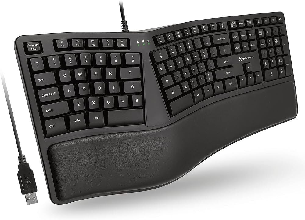 Tastiera ergonomica con poggiapolsi imbottito Tastiera USB cablata Tastiera per ufficio portatile Tastiera ergonomica Microsoft