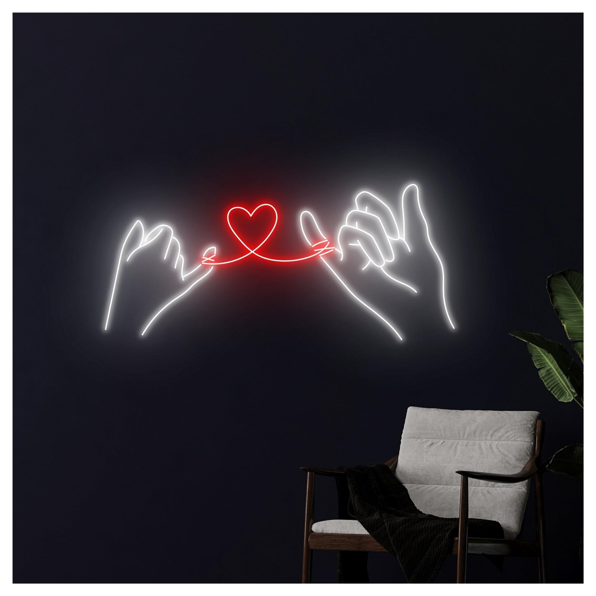Wiszące neony artystyczne Ręka Serce Neon Znak Para Miłość Dom Pokój Sztuka Ścienna Witryna Sklepowa Wejście Biznesowe 50cm