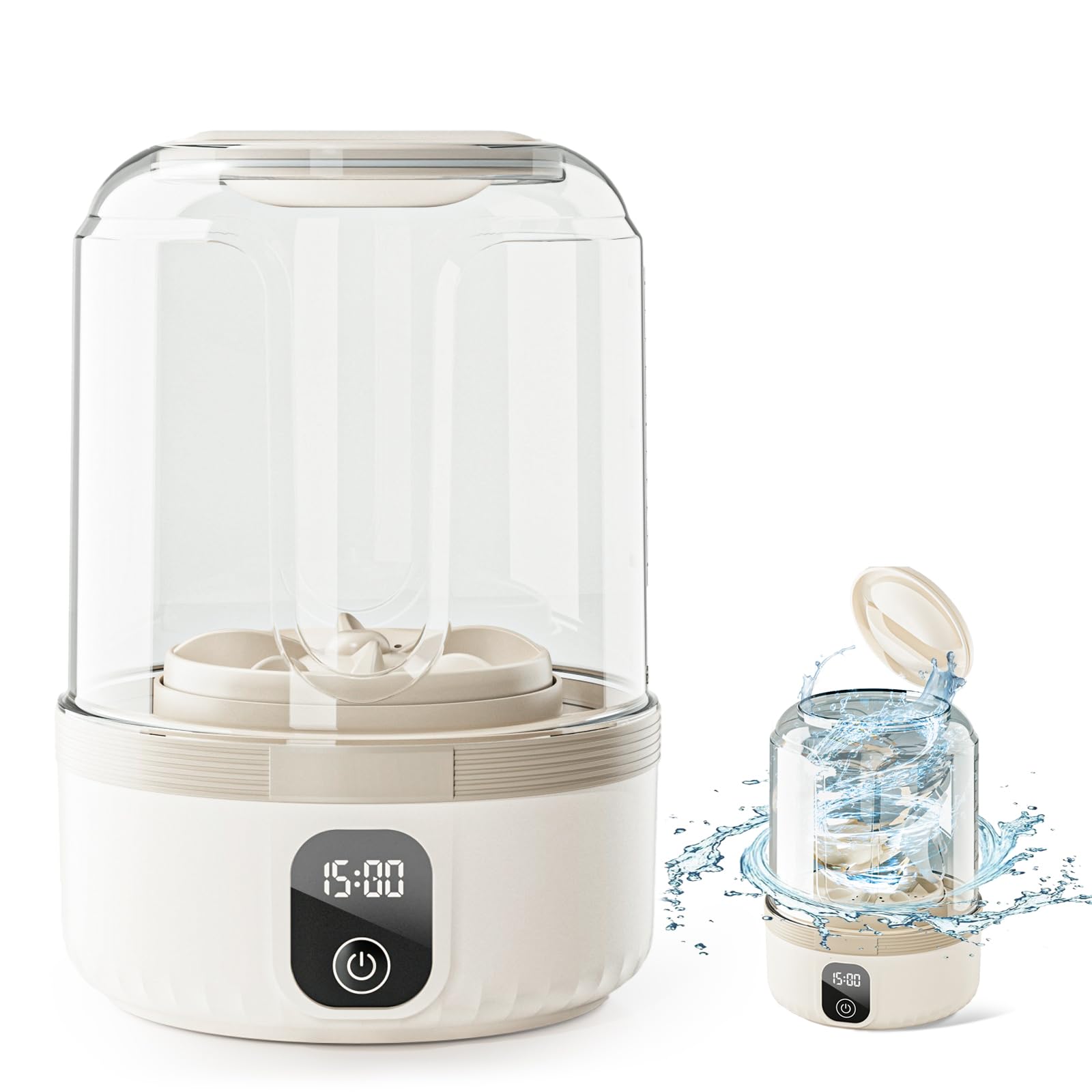 Portable Mini Washing Machine, Underwear Washing Machine Small Clothes Washer Makeup Brush Cleaner Machine Underwear Washer for Home, Hotel, RV, Travel & Camping(Khaki) — view 13