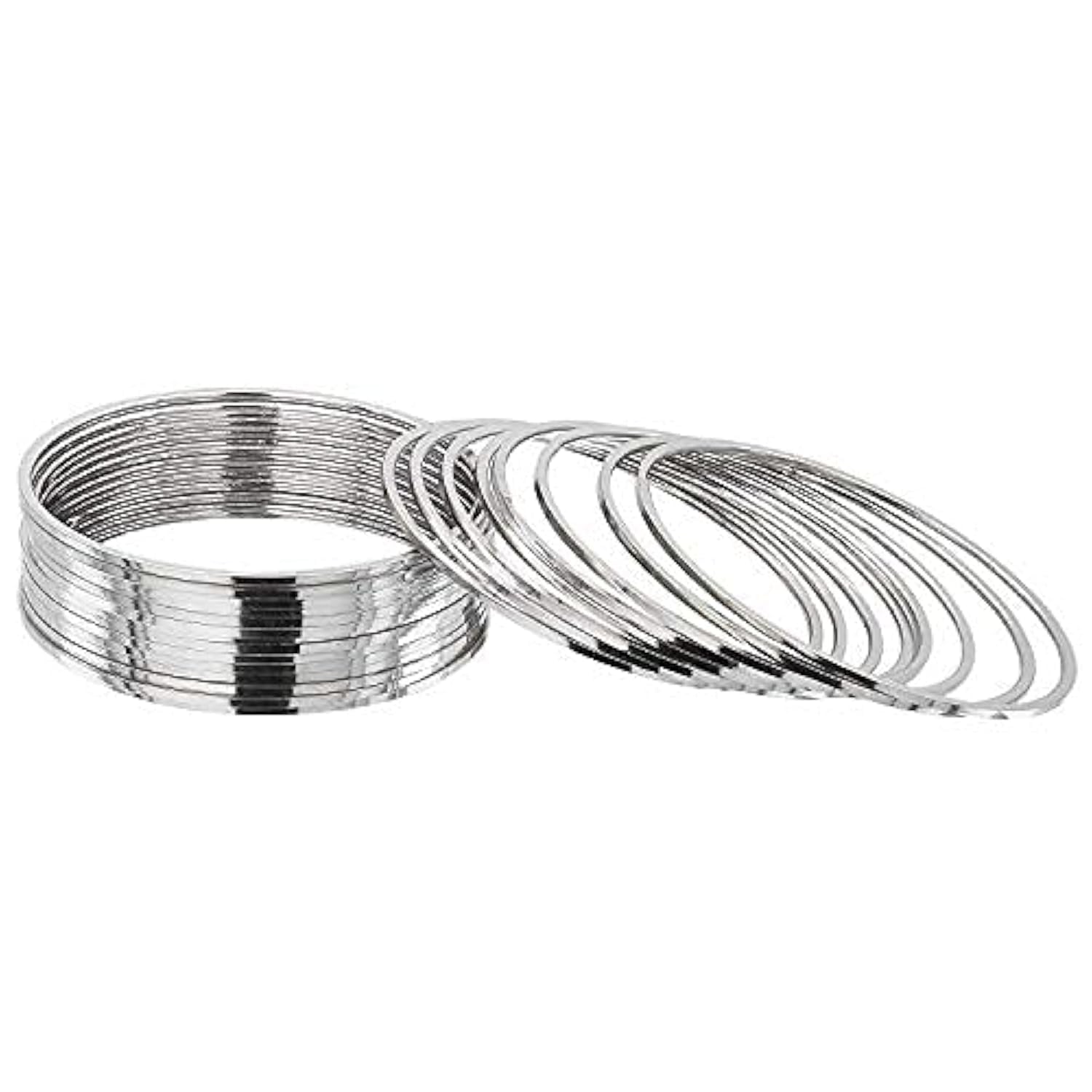 I Jewels Silver/Gold Plated Indian Wedding Bollywood Oxidized Plain Bangle Set For Women