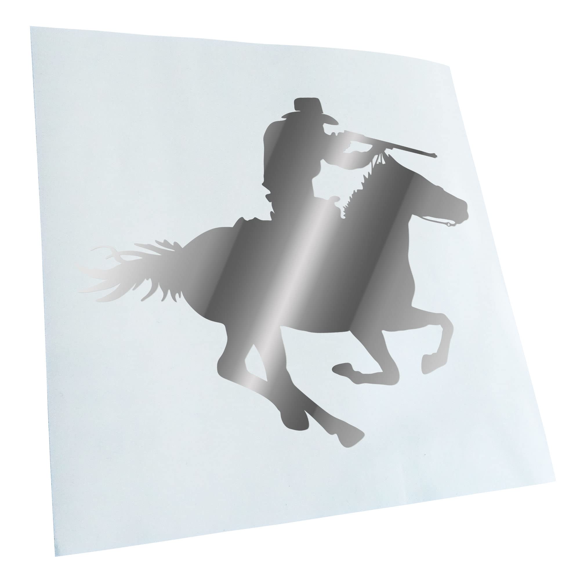 Kiwistar - Car Sticker - Chrome - 40 x 33 cm Cowboy with Horse Shooting Sticker for Car, Laptop, Bicycle, Truck, Motorcycle, Multicoloured JDM Decal Racing