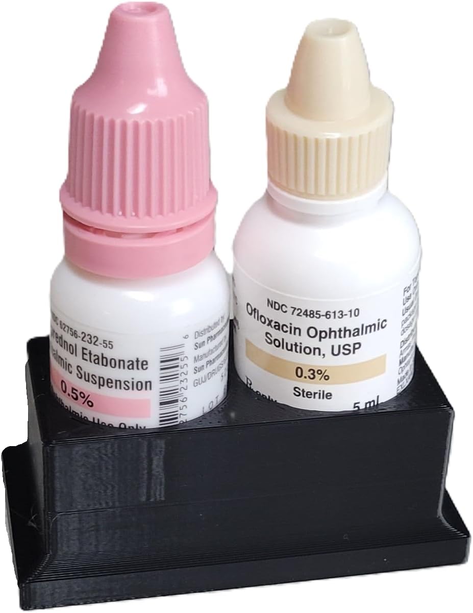 Znet3D Eye Drop Bottle Organizer, 2-Slot Stand (Black)