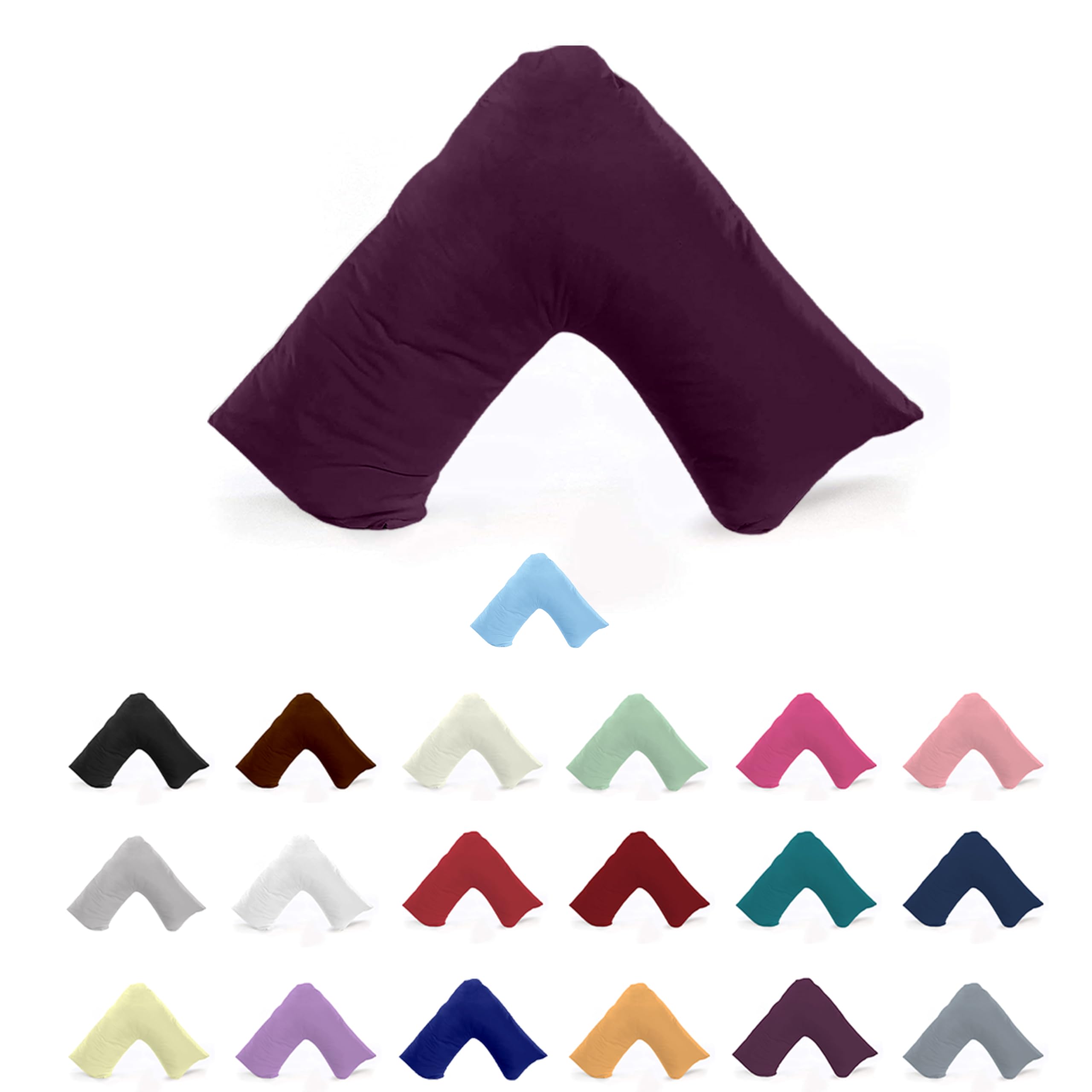 Egypto Bedding Plum Egypto Orthopaedic V Shaped Pillow Nursing Pregnancy Back Support Cases (Plum)