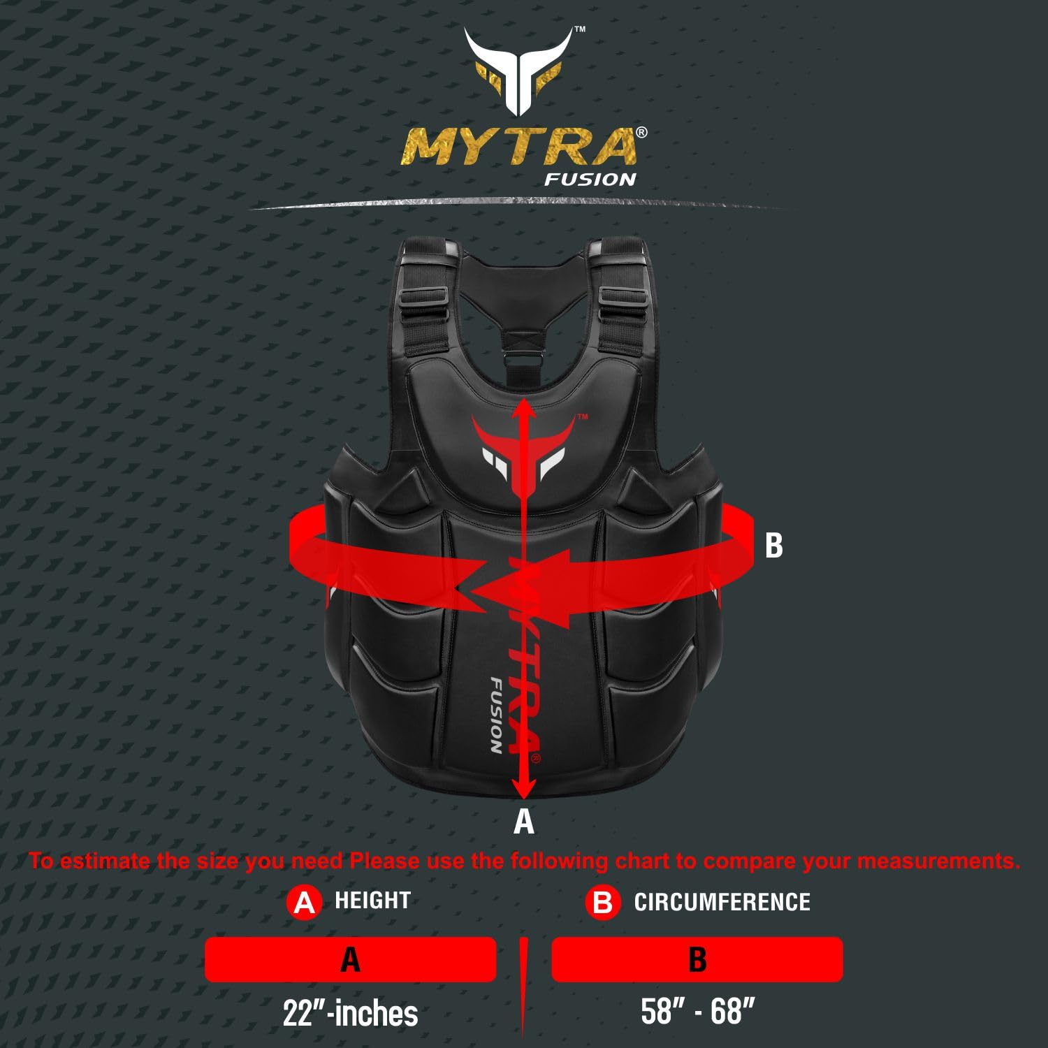 Mytra Fusion Plastron de Boxe – Protection de Poitrine Renforcée Ceinture Abdominale et Bouclier Corporel pour Entraîneurs MMA, Muay Thai & Arts Martiaux & Équipement de Sparring (Noir)