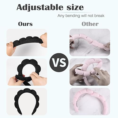 Miniatura 4 de Diademas de spa para lavar la cara o el rostro, juego de 2 diademas para el cuidado de la piel, diadema de tela de rizo, paquete combinado de