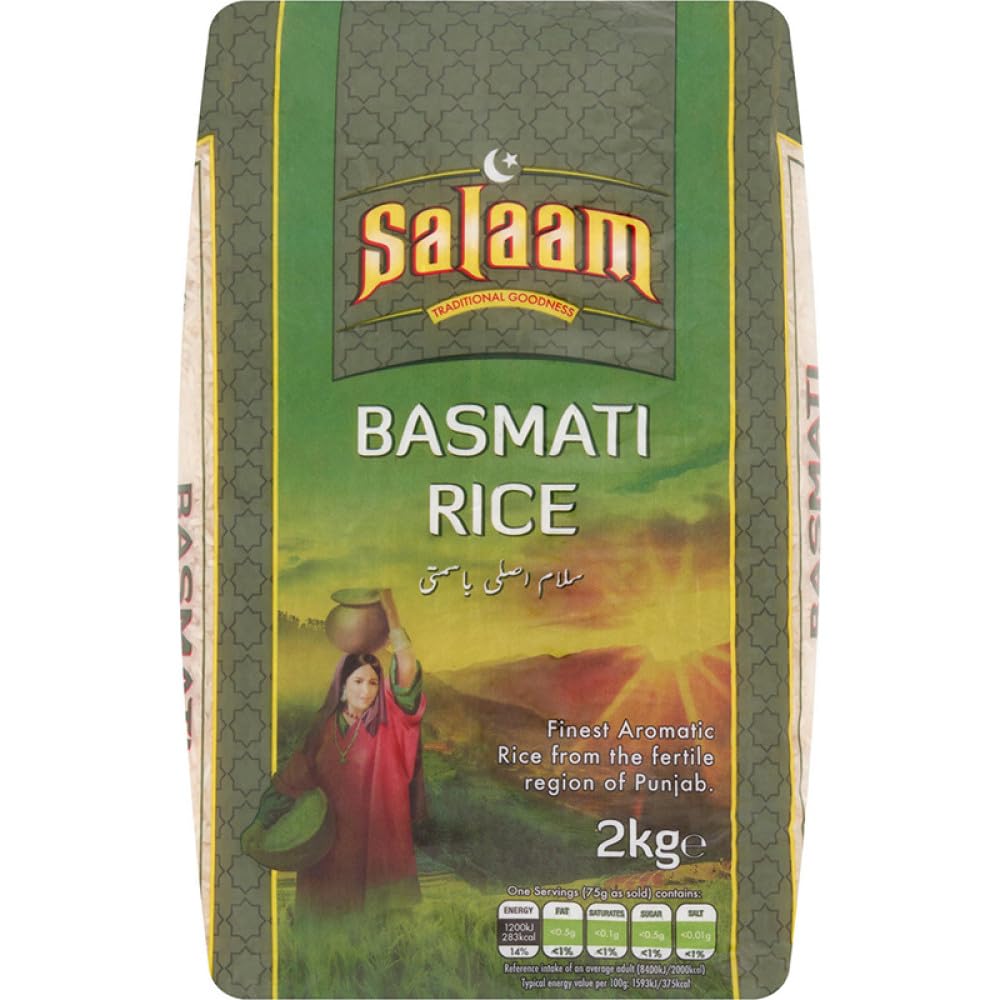 Salaam Basmati Rice (Brick Pack) 2KG, Aromatic, Long Grain, Aged, Non-Sticky, Ideal for Biryani, Pilaf, and Everyday Meals