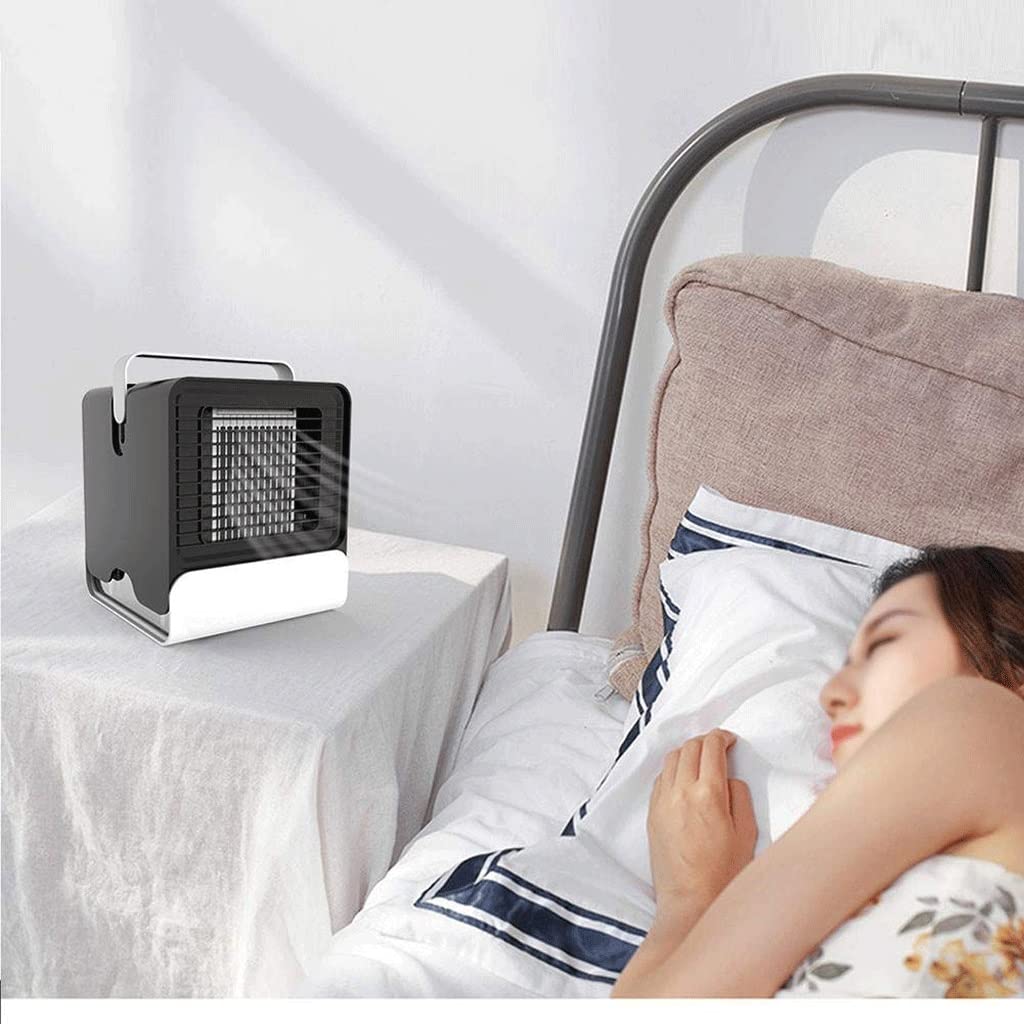 Klimatyzator osobisty, 4 w 1 Mini USB Osobista chłodnica powietrza, nawilżacz, oczyszczacz, wentylator biurkowy z 3 prędkościami do domowego biura (kolor: czarny)