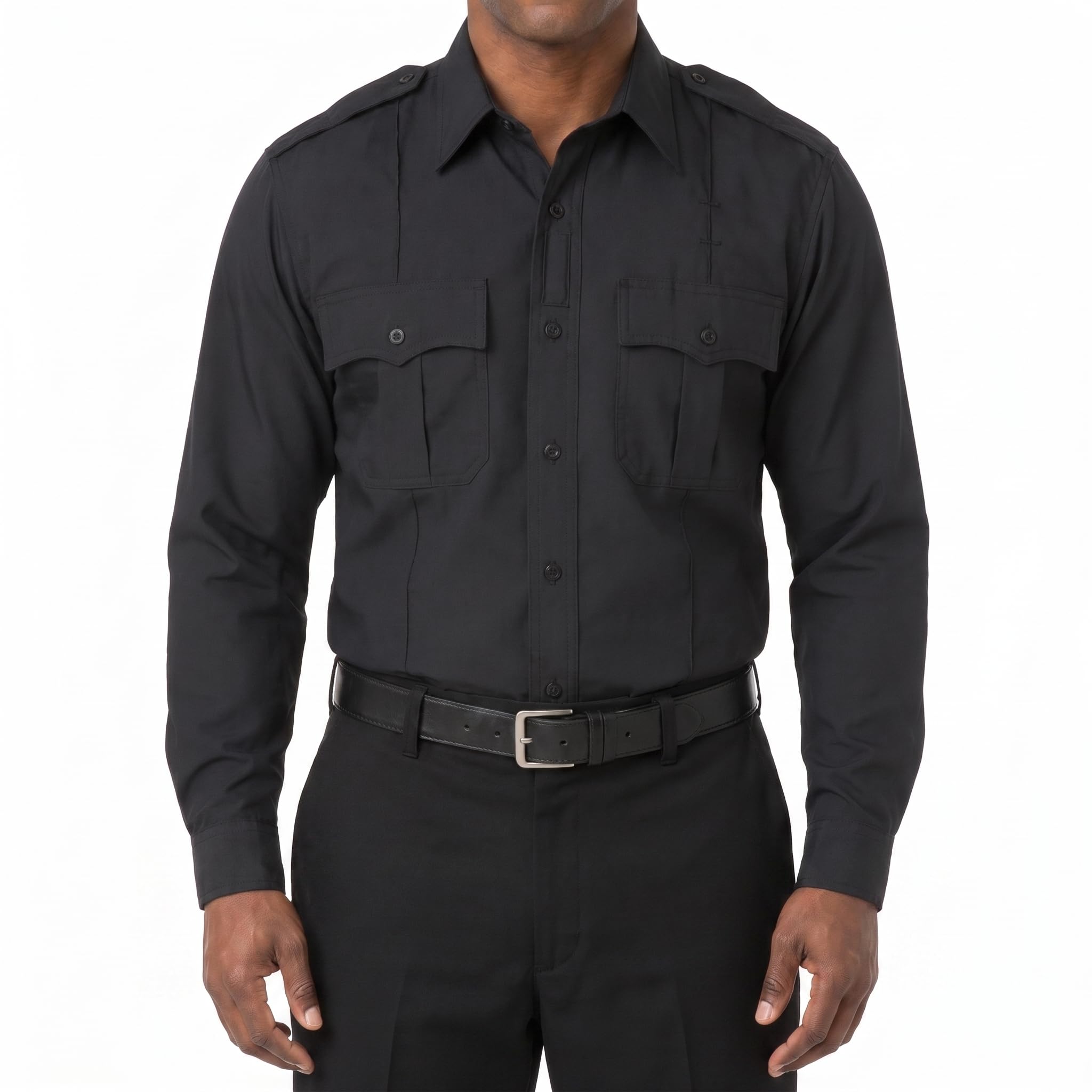 First Class 100% Polyester Short &amp; Long Sleeve Zippered Uniform Shirt 4 Pocket Hidden, Law Enforcement BDU Zipper Closure.