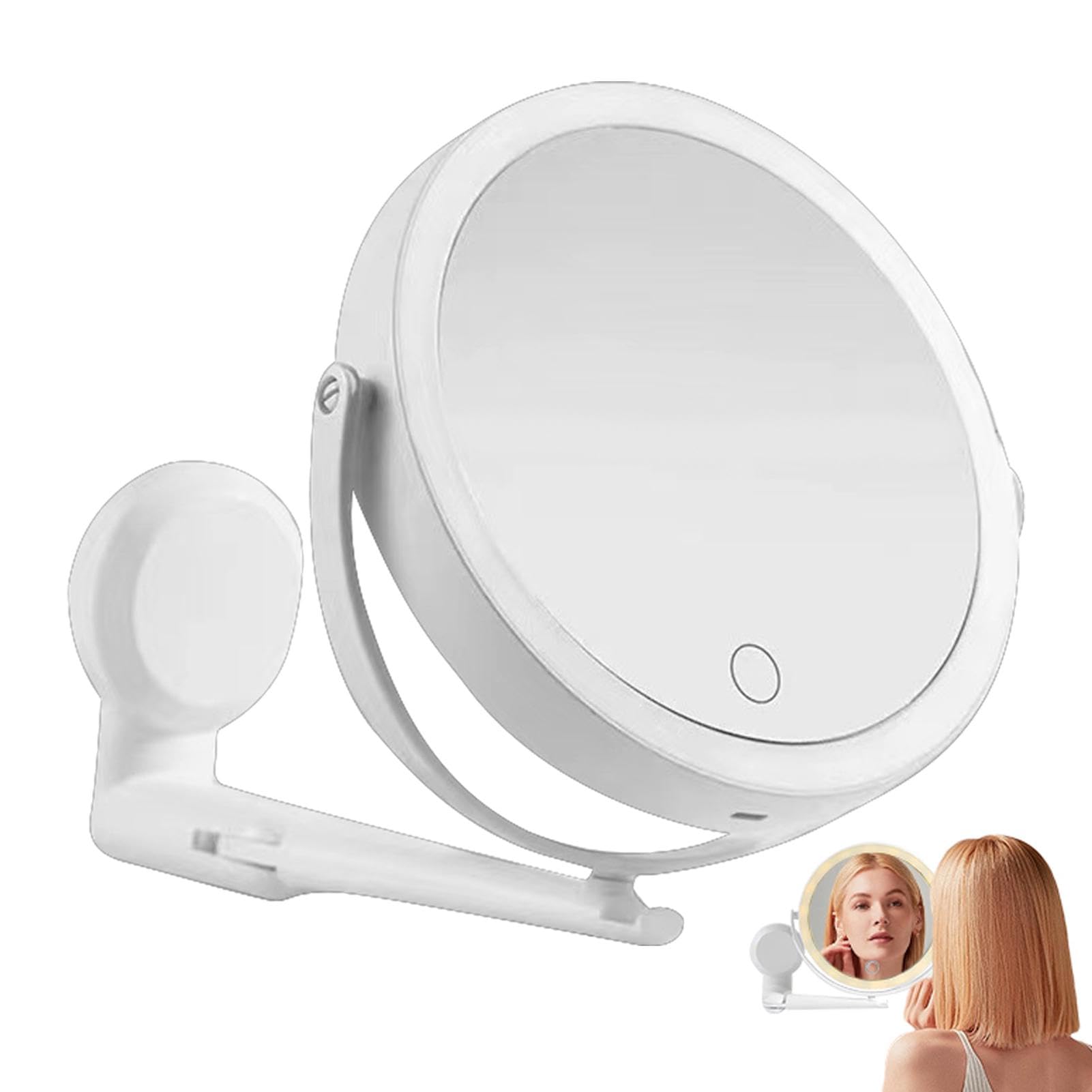 Afurl Espejo de aumento con luz, espejo con luz de 30 aumentos, 3 modos de color, espejo de baño LED, 1200 mAh, control táctil recargable, brazo giratorio de 360 grados
