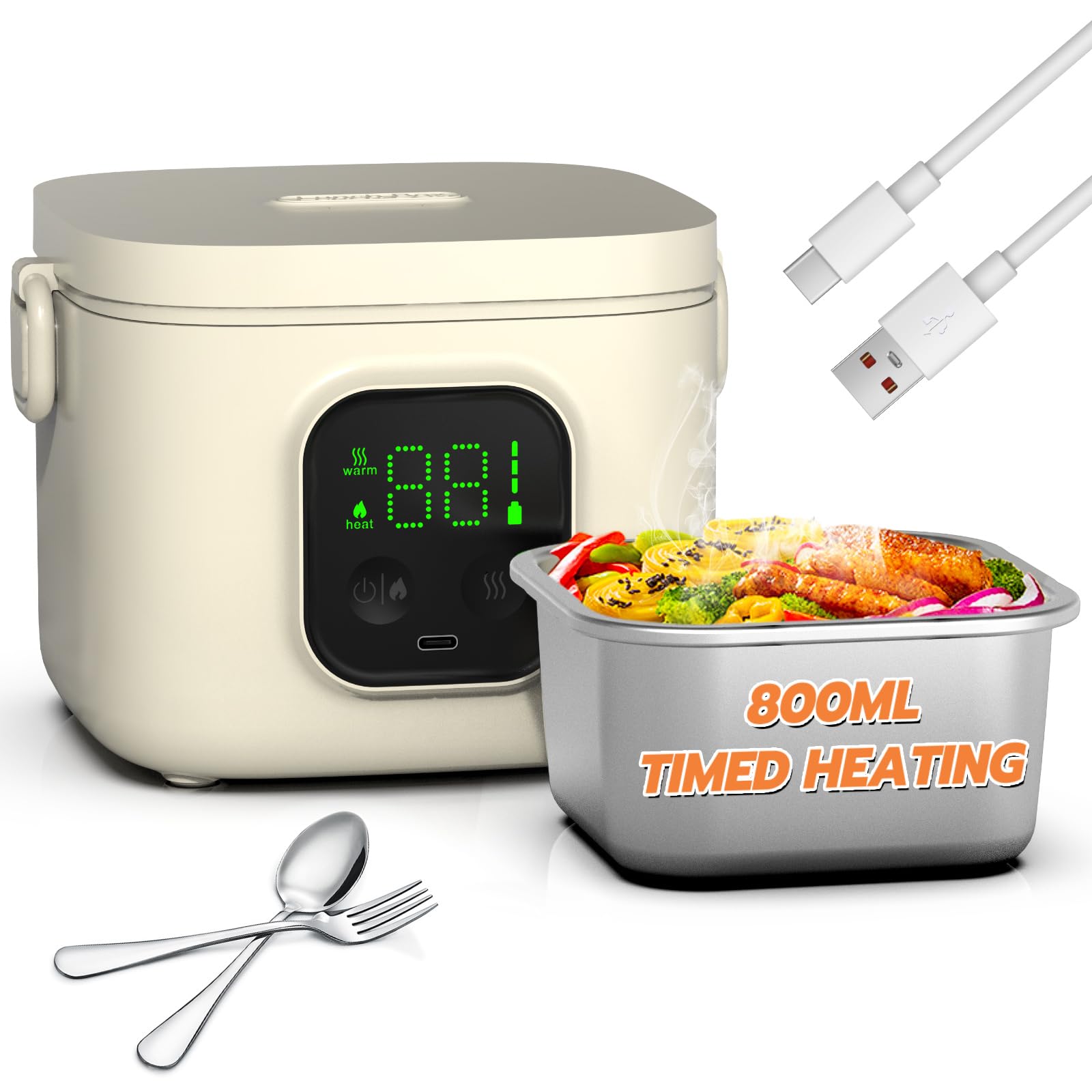 Photo 1 of Eseesmart Cordless Electric Lunch Box for Adults & Kids, 14000mAh Rechargeable Portable Food Warmer, 27oz/800ml Self-Heating Lunch Box for Office, School, Car & Outdoor Use