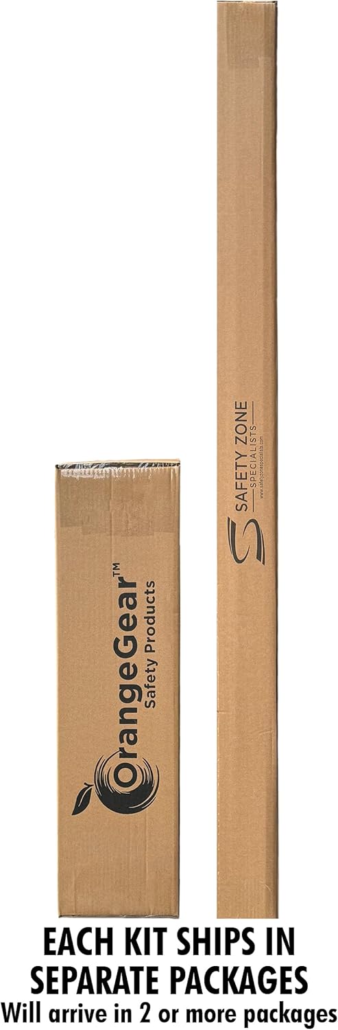 OrangeGear® 36" x 36" MUTCD TTC Compliant Safety Orange Mesh Rollup Traffic Control Sign, Fiberglass Ribs & Aluminum Sign Stand Kit (Road Work Ahead)