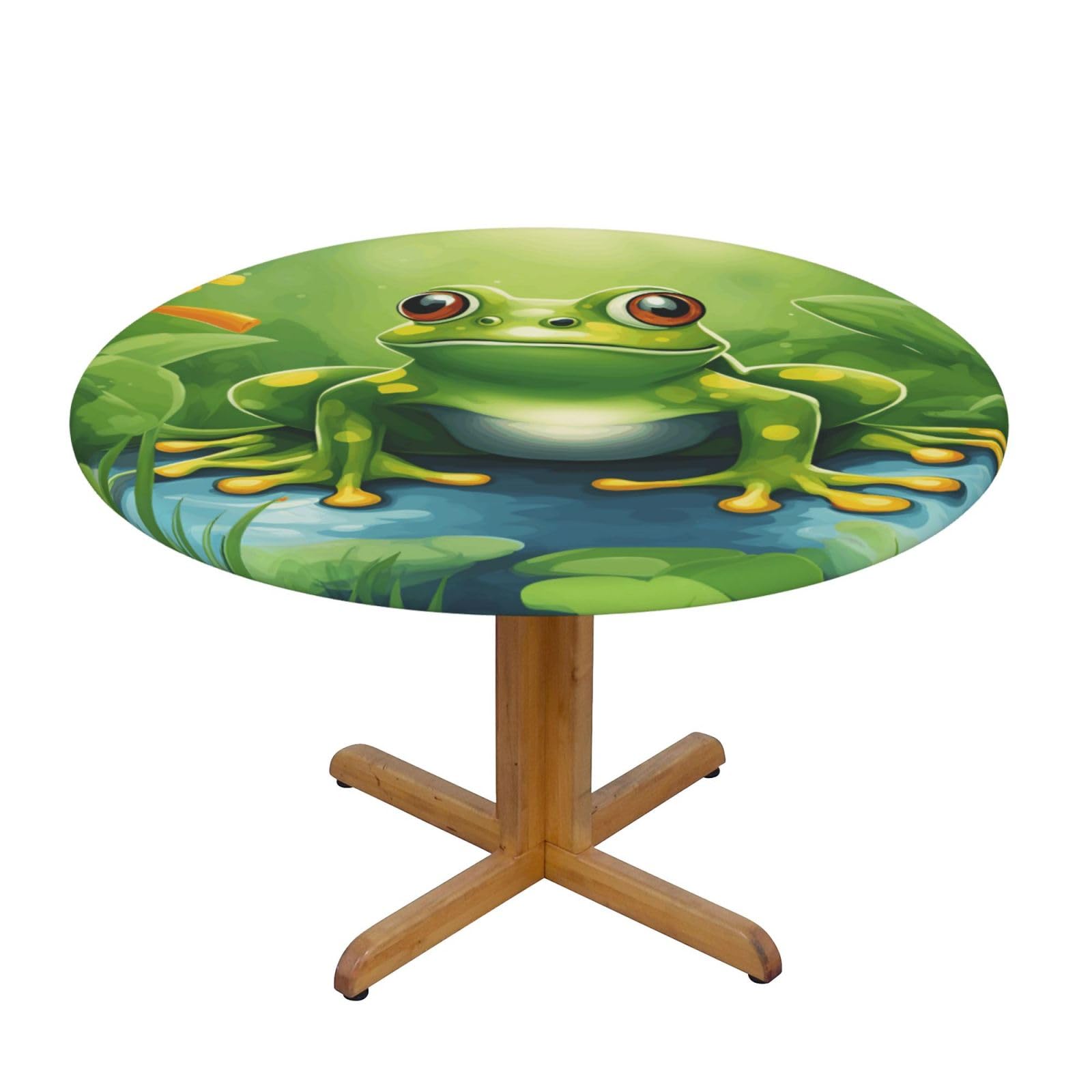 Cartoon Frog 1 Print Wipe Clean Oval Tablecloth Stain-Resistant Dining Table Accessories Table Protector For Home