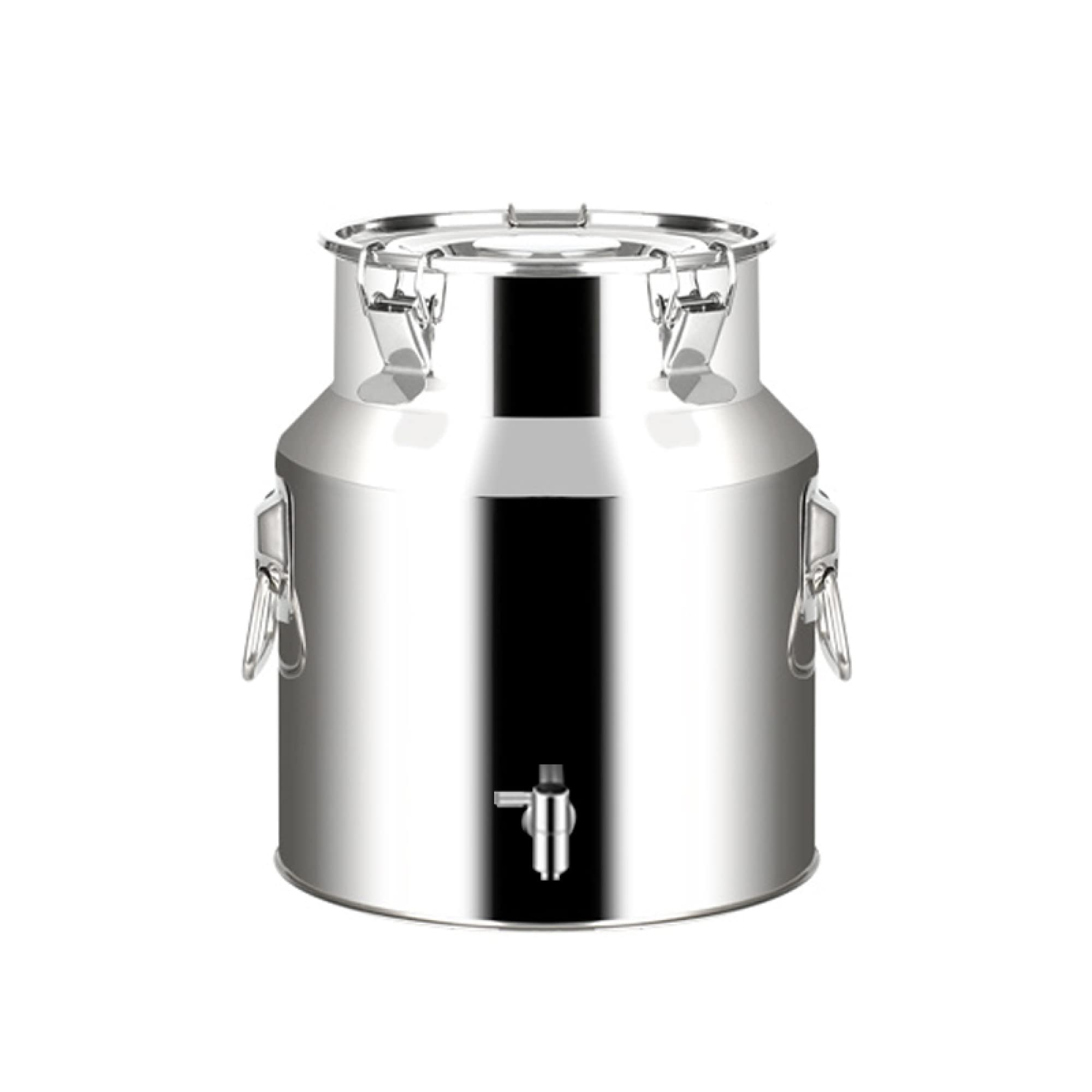 SaryEdge Heavy Duty Milk Transport Cans with Strong Sealed Lid and Spigot Dispenser - 5L/9L/14L Stainless Steel Milk Bucket Pail Bottle Liquid Container T,Sil,Siliver-14L