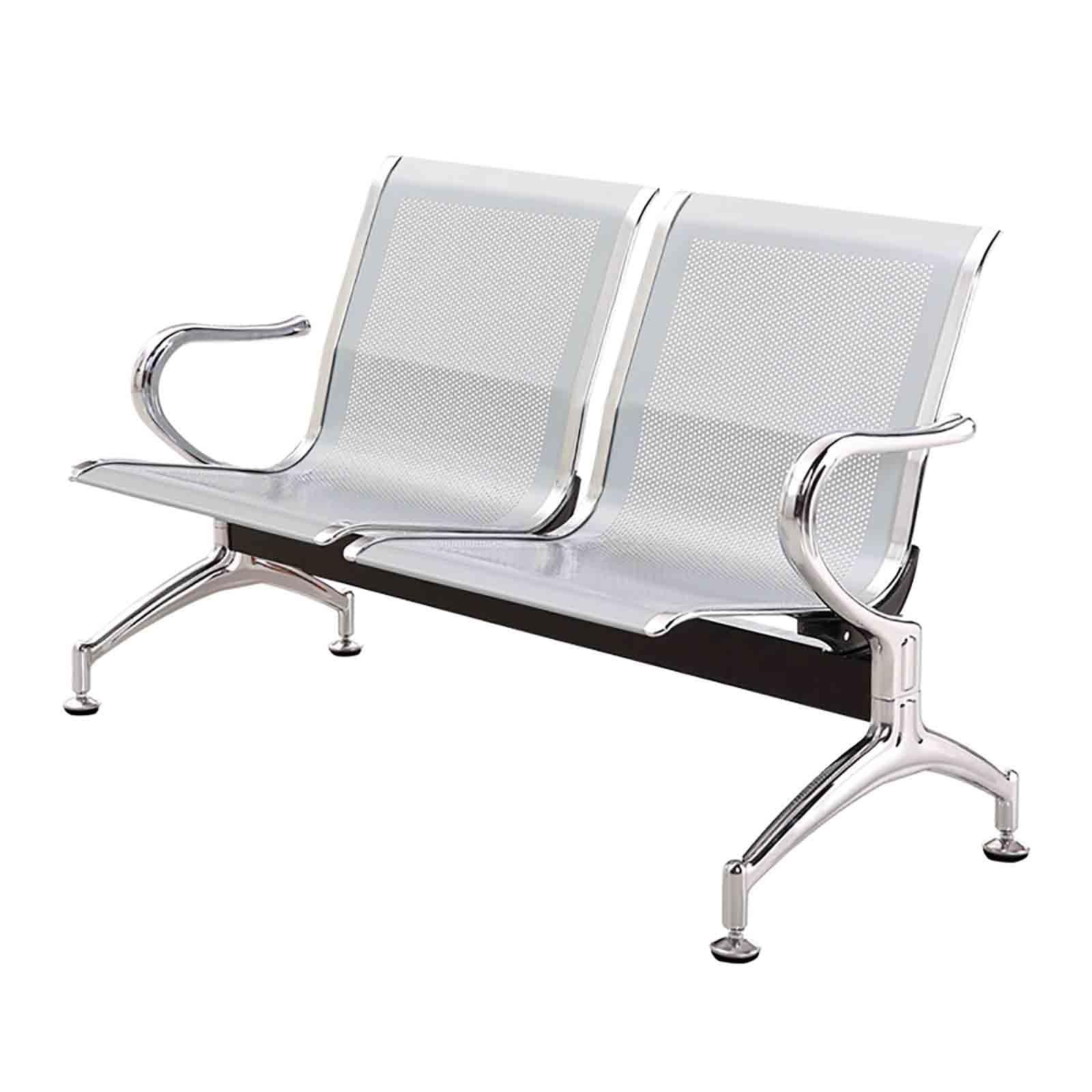 SnamicE Durable and Comfortable Waiting Room Bench Chair for Airports, Banks, Salons, and Conference Halls,Green,Silver