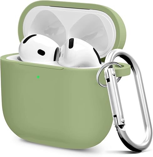 Vista 77 de Funda compatible con AirPods de tercera generación, accesorios de protección de silicona con llavero y kit de limpiador para mujeres y hombres, LED