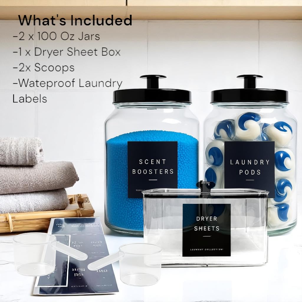 Snapklik.com : Glass Laundry Room Organization And Storage Set