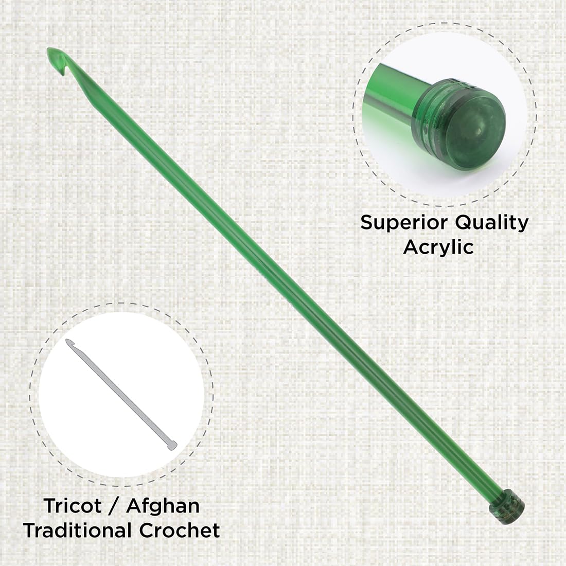 KnitPro Trendz Tricot Afghan/Traditional Crochet Hook | US Size M (9mm)