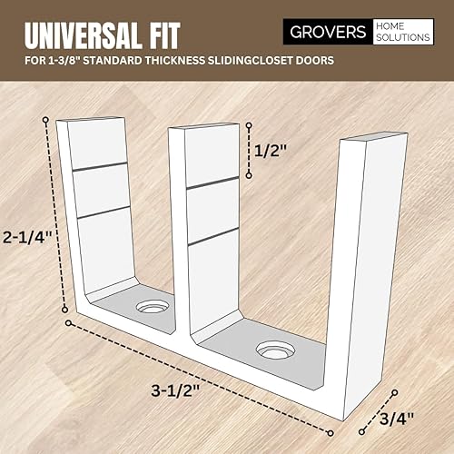 Miniatura 5 de Soporte de guía de piso para puerta de armario deslizante de altura ajustable universal - Blanco - Grovers Home Solutions