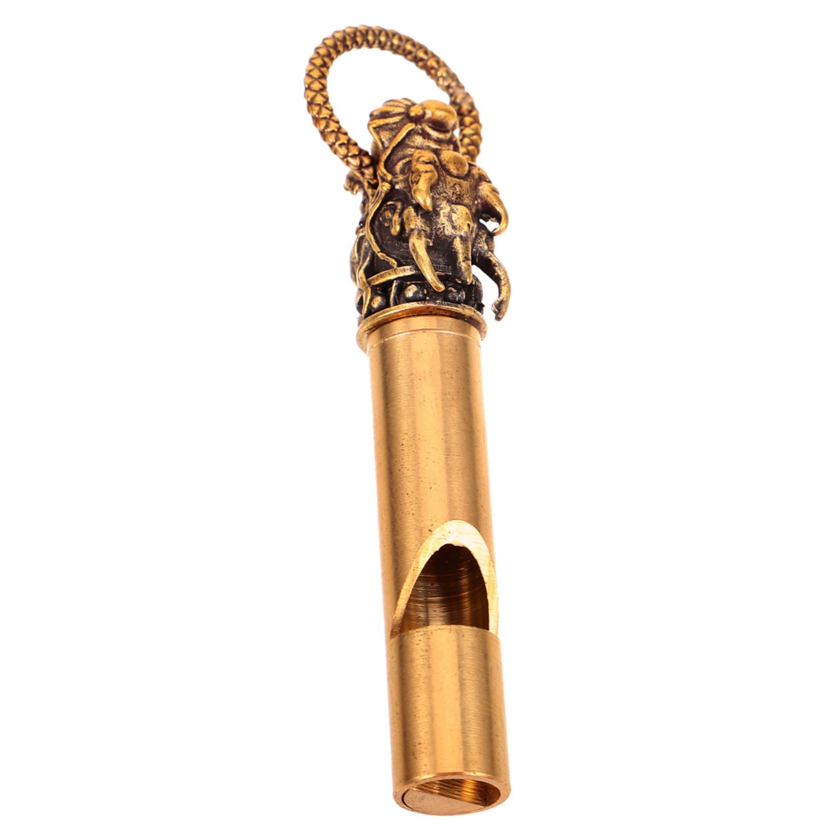 GALPADA Animal Head Craft Whistle Solid Metal Whistle for Hiking Survival Bright Yellow