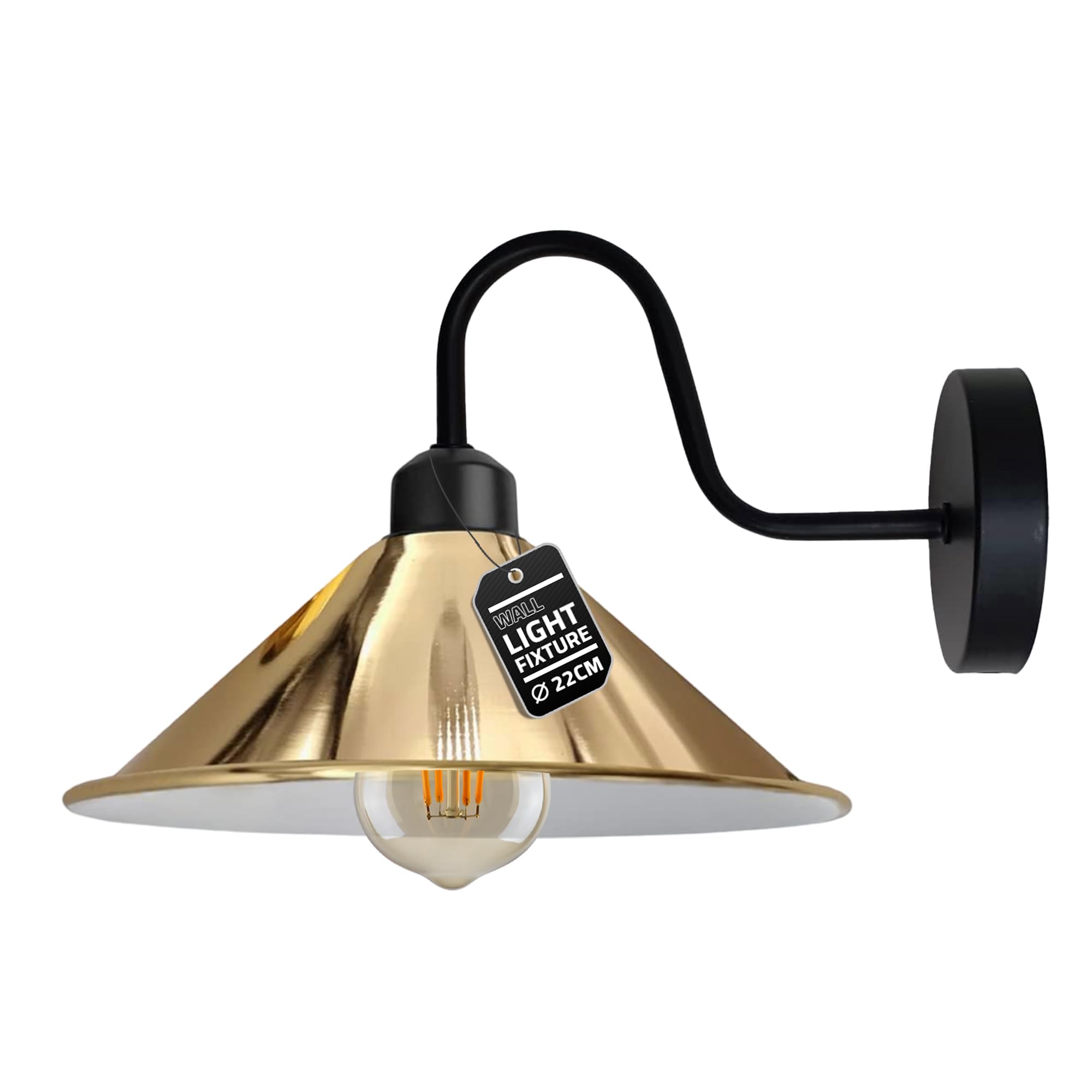 Led Wall Lights Indoor Modern Rose Gold 22cm Cone Shaped Shade