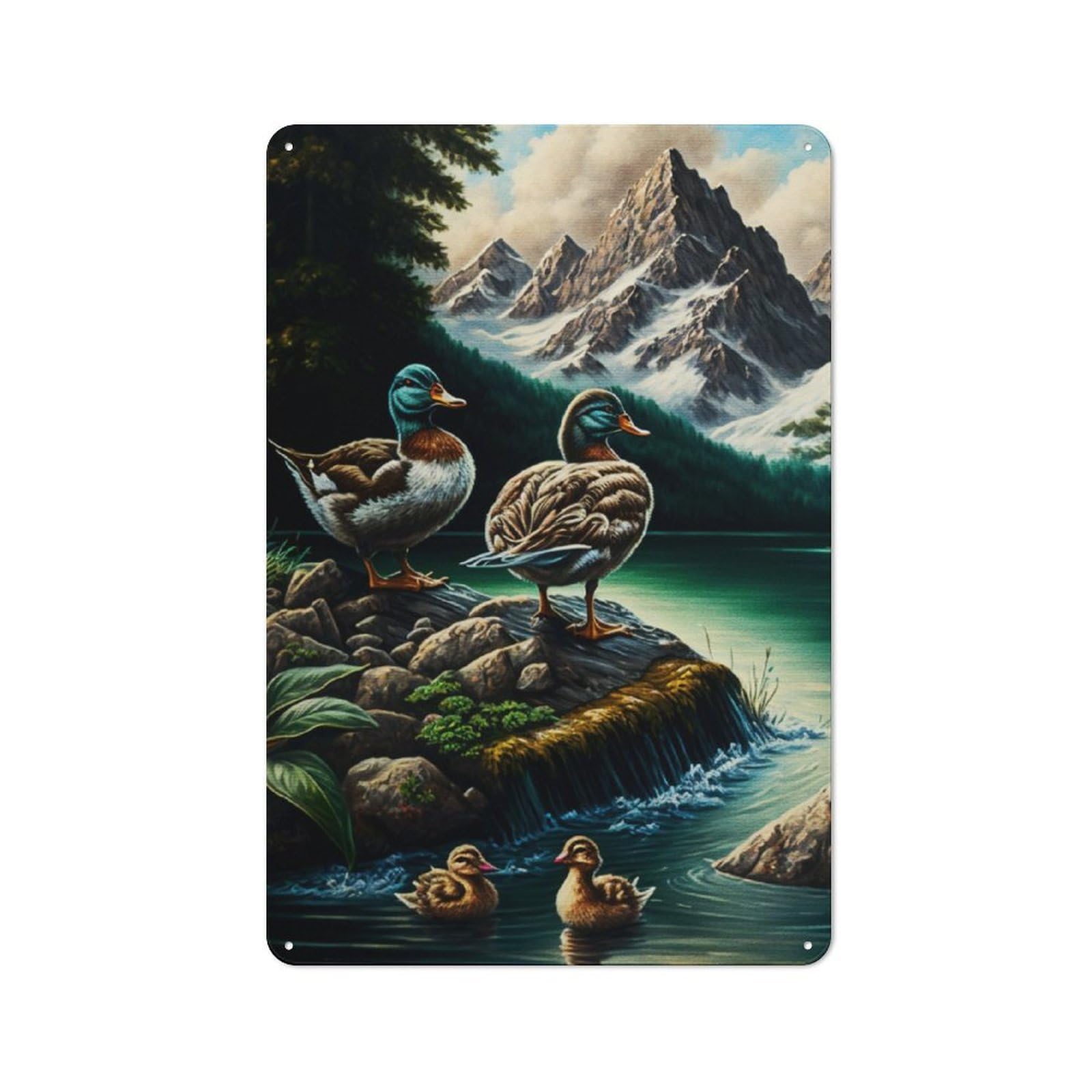 Junmoney Painting Mountain Duck For Garden Room Or Summerhouse, Vintage Tin Sign 30X20cm, A Metal Wall Feature For Garden Rooms And Summerhouses