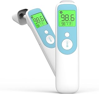 20C Ear and Forehead Thermometer for Baby&Adults Digital Infrared Thermometer with 1s Reading Easy Operation 4-Color Backlight Data Storage Fever Alarm Magnetic Cap for Body Surface & Room Use