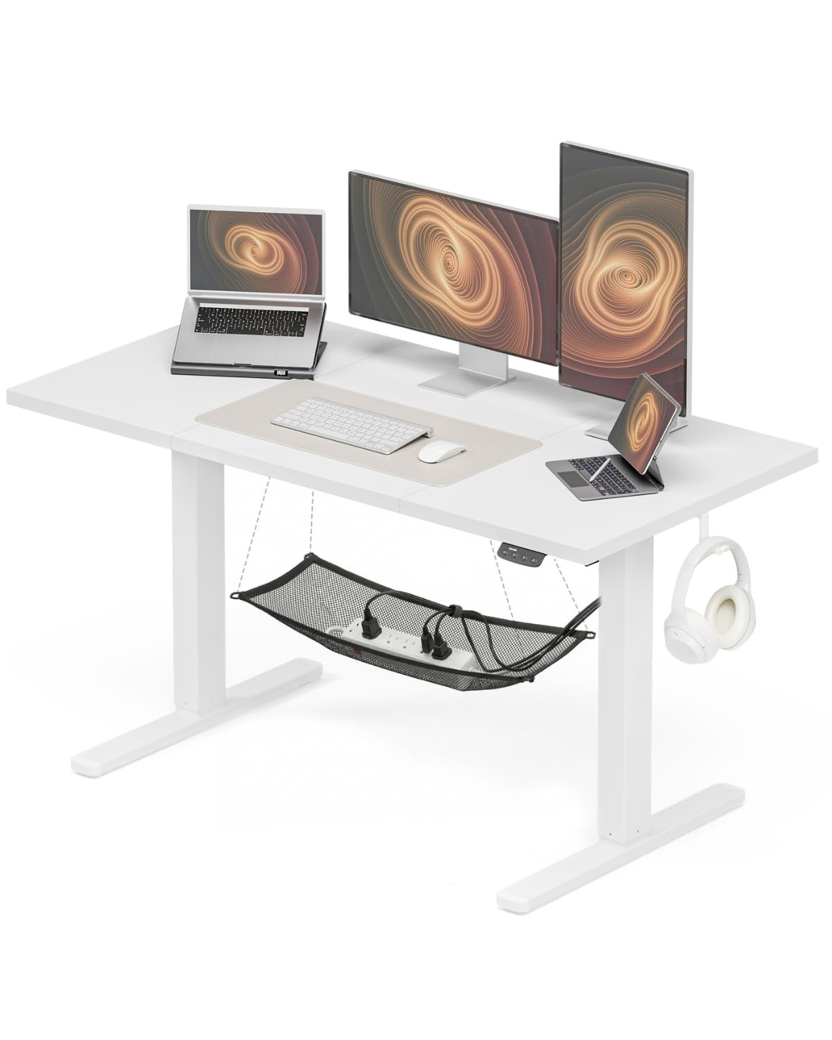 Acrolix Höhenverstellbarer Schreibtisch 120x60 cm,Stabiler Computertisch mit Kabelmanagement, Elektrischer Schreibtisch mit Memory Funktion, 80kg Tragkraft, Bürotisch für Homeoffice Weiß