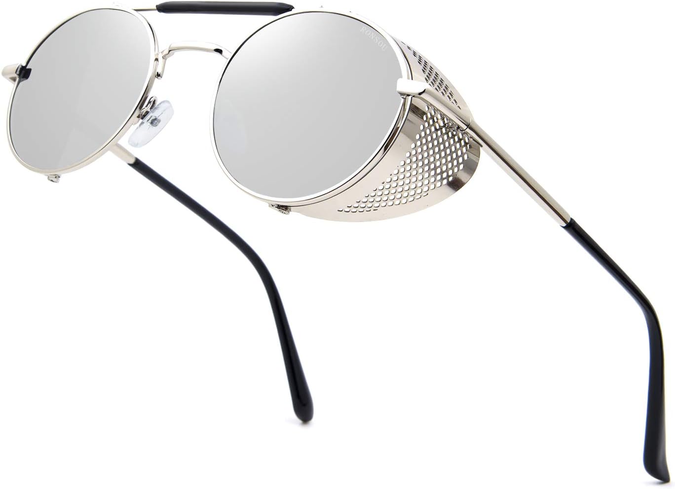 RONSOU Steampunk Style Round Vintage Polarized Sunglasses Retro Eyewear UV400 Protection Matel Frame