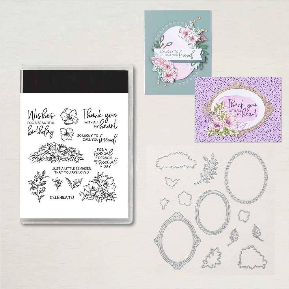 Stamps and Dies for Card Making,DIY Scrapbooking Arts Crafts Stamping,Metal Cutting Dies Stamps Arts Supplies,Silicone Stamps for Gifts (5569)