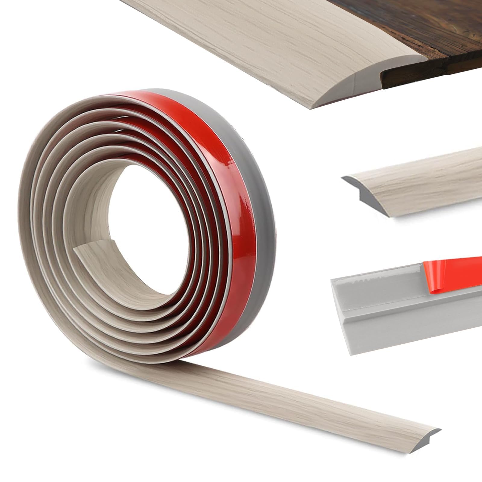 Ztowoto Gray Wood Grain-400Cm 400Cm Carpet Door Strips-Self Adhesive,Threshold Strip Door Bar Pvc，Floor Transition Strips Edgings Rubber Flooring,Door Threshold For Tile/Carpet Flooring Threshold Transition(3.5Cm,Gray Wood Grain)