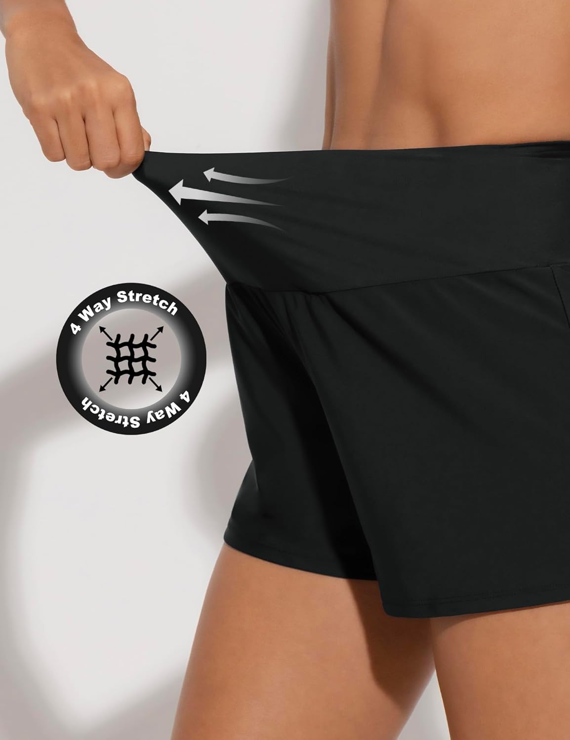 Women's 3" High Waisted Swim Board Shorts Quick Dry Bathing Suit Bottoms Swim Shorts Swimsuit Bottoms with Liner - Image 2