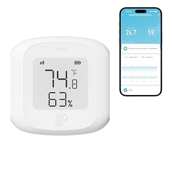 Tuya Temperature & Humidity Sensor Zigbee 3.0, Oryzic Hub Required, Indoor Thermometer Hygrometer with Display, Battery PoweredZigbee Hub Required